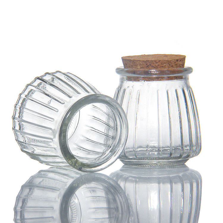 Small Clear Glass Dessert Glass Container Jars With Cork Lid 7oz 200ml
