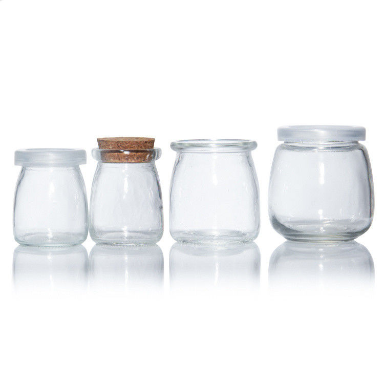 Small Clear Glass Dessert Glass Container Jars With Cork Lid 7oz 200ml