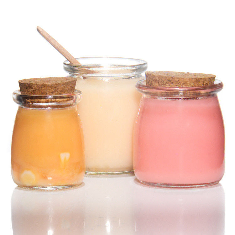 Small Clear Glass Dessert Glass Container Jars With Cork Lid 7oz 200ml