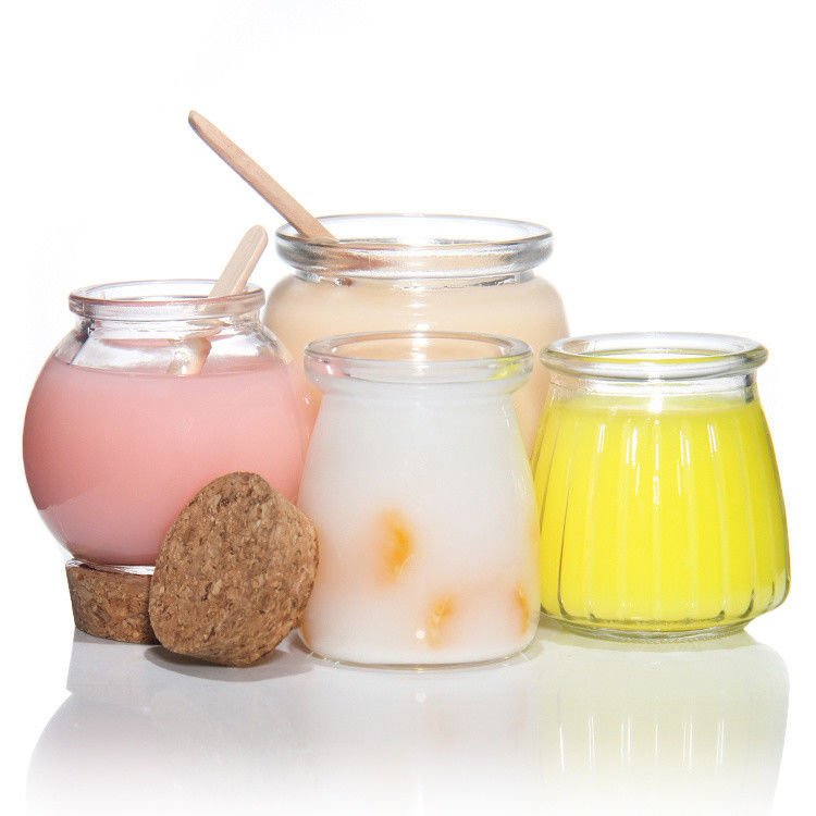 Small Clear Glass Dessert Glass Container Jars With Cork Lid 7oz 200ml
