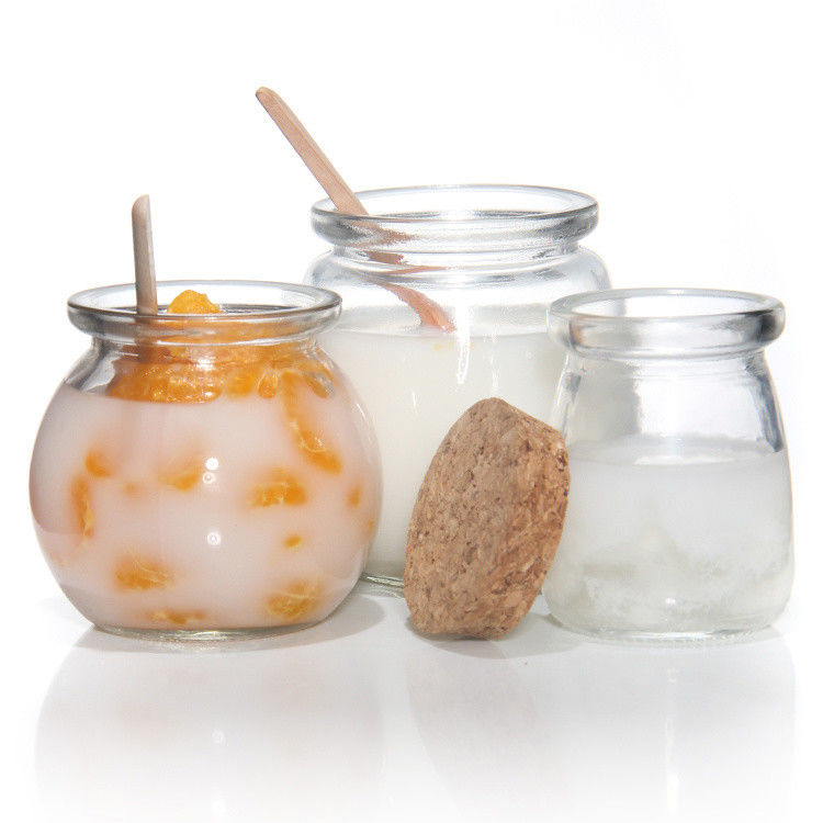 8Oz Empty Glass Yogurt Bottle Pudding Jar And Fresh Milk Bottle With Cork Lid