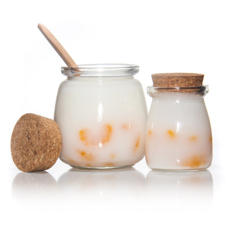 8Oz Empty Glass Yogurt Bottle Pudding Jar And Fresh Milk Bottle With Cork Lid