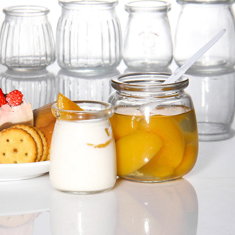 Custom 100ml Glass Yogurt Bottle Pudding Jar Jelly Mousse Dessert Cup And Fresh Milk Bottle With Plastic Lid