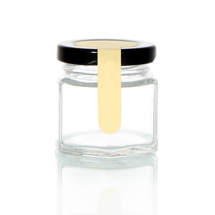 Custom Logo 100 ml 180 ml 280 ml 380 ml Jam Sauce Storage Glass Bottles Clear Hexagonal Glass Honey Jar