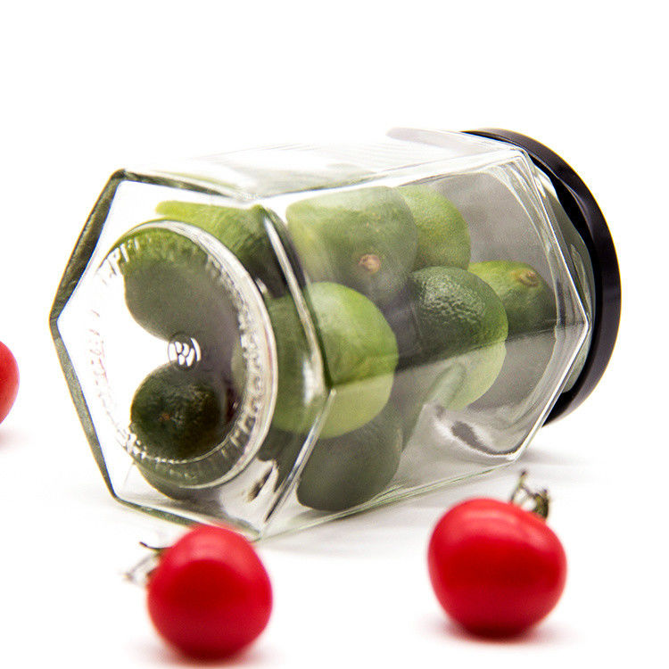 300ml 200ml 100ml Wholesale Hexagon Glass Mason Jar Jam Jar Honey Jar With Metal Screw Lid