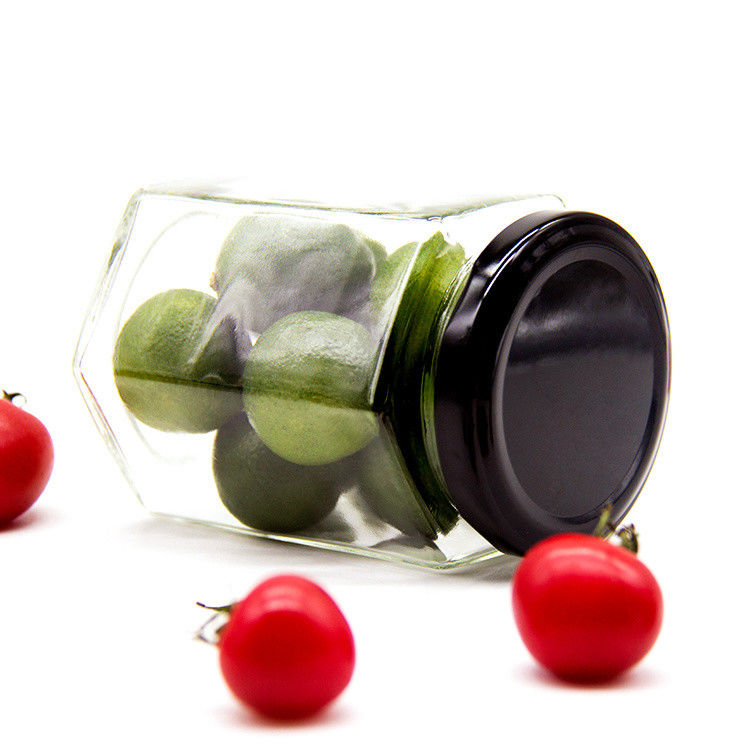 Customized Household Preserve Pickle Glass Canning Jar Hexagonal Freezing Glass Jar For Kitchen
