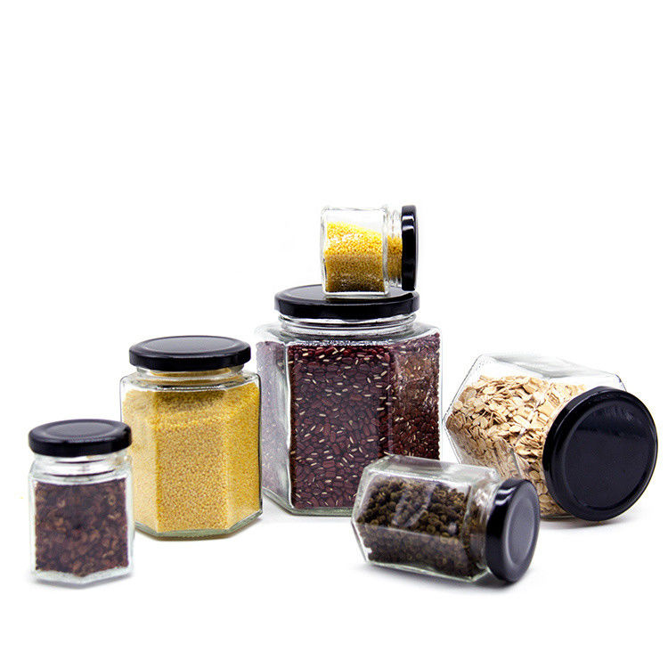 Customized Household Preserve Pickle Glass Canning Jar Hexagonal Freezing Glass Jar For Kitchen