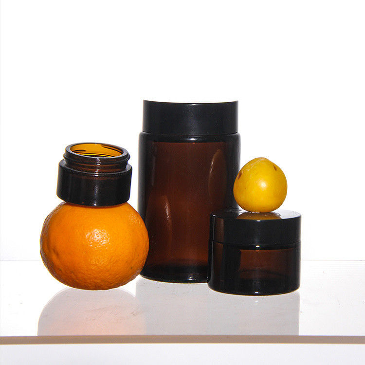 ODM Colored Cosmetics Glass Cream Jars With Golden Acacia Lid