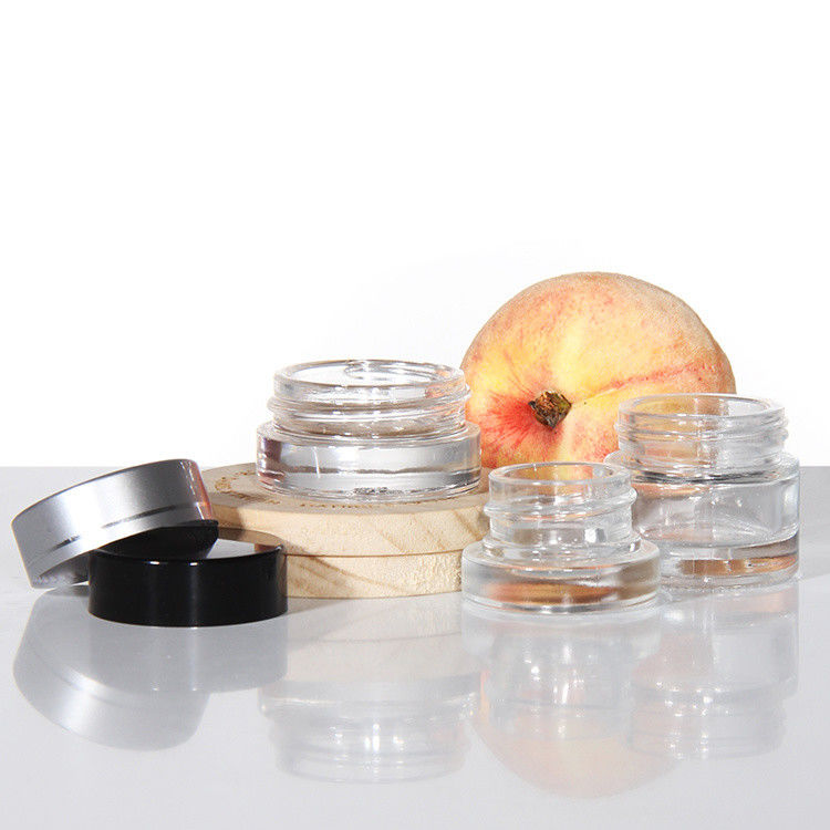 ODM Colored Cosmetics Glass Cream Jars With Golden Acacia Lid
