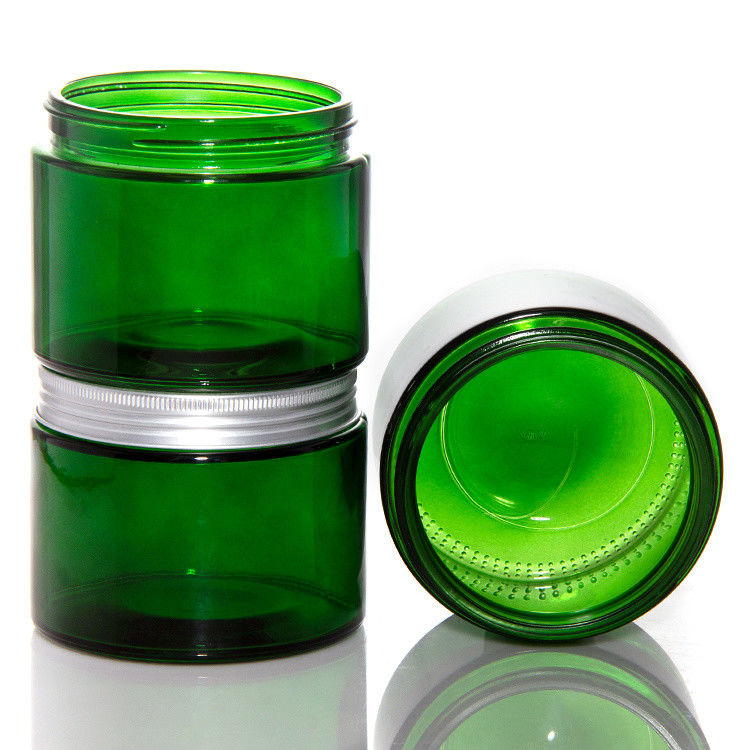 Empty Green Colored Clear Glass Candle Jars With Lid ODM