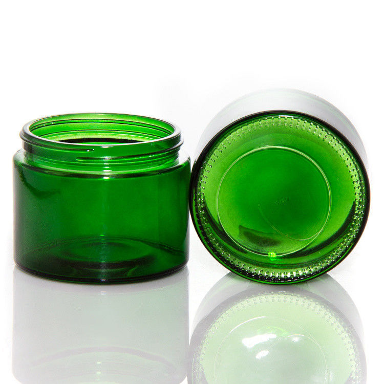 Empty Green Colored Clear Glass Candle Jars With Lid ODM