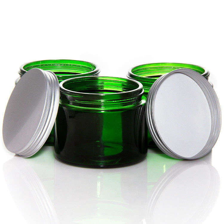 Empty Green Colored Clear Glass Candle Jars With Lid ODM