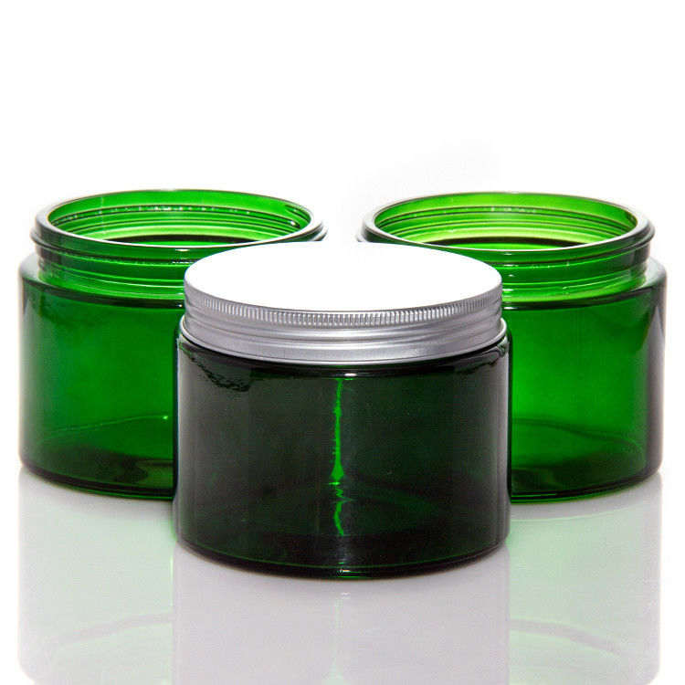 Empty Green Colored Clear Glass Candle Jars With Lid ODM