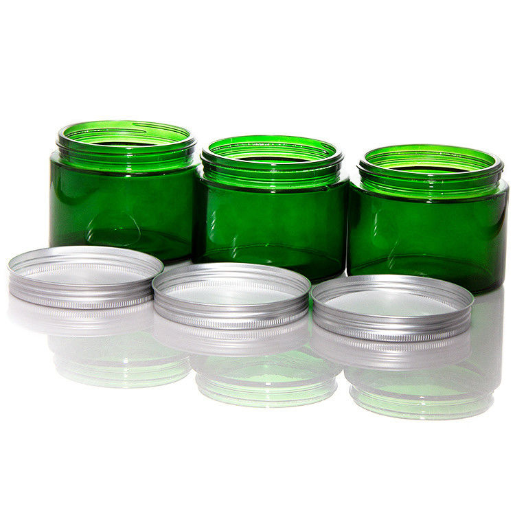 Empty Green Colored Clear Glass Candle Jars With Lid ODM