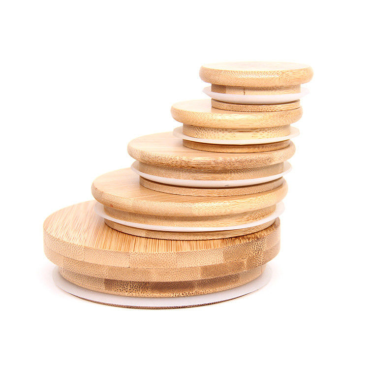                  Wholesale Bamboo Lids with Straw Hole Wooden Custom 16 Oz Glass Mason Jar Lid             