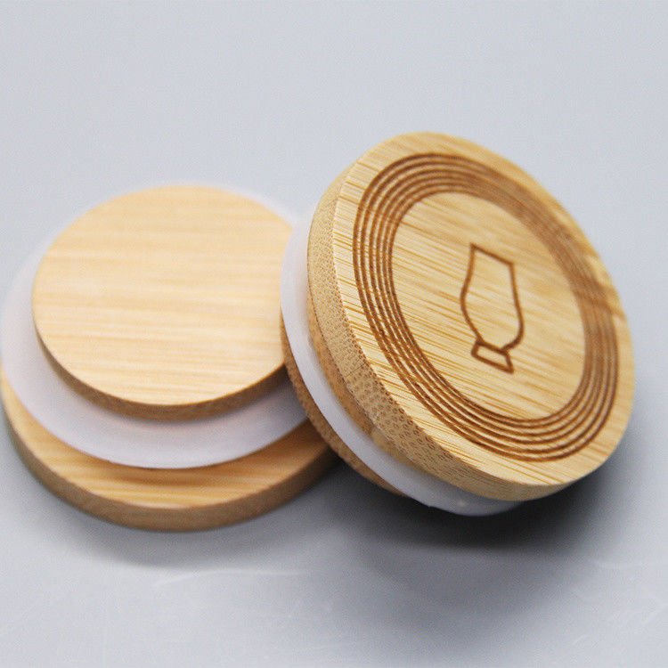                  Reusable Bamboo Jar Lids with Straw Hole 70mm Bamboo Drinking Storage Lid Caps Leak-Proof Lids for Wide Mouth Mason Jar             