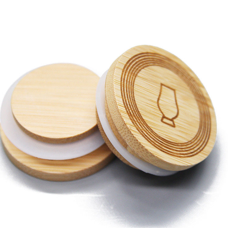                  Reusable Bamboo Jar Lids with Straw Hole 70mm Bamboo Drinking Storage Lid Caps Leak-Proof Lids for Wide Mouth Mason Jar             