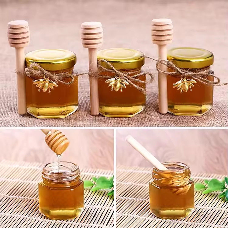 Custom Label Hexagon Shape 100ml 180ml 380ml Honey Glass Jar For Olive Fruit Jam