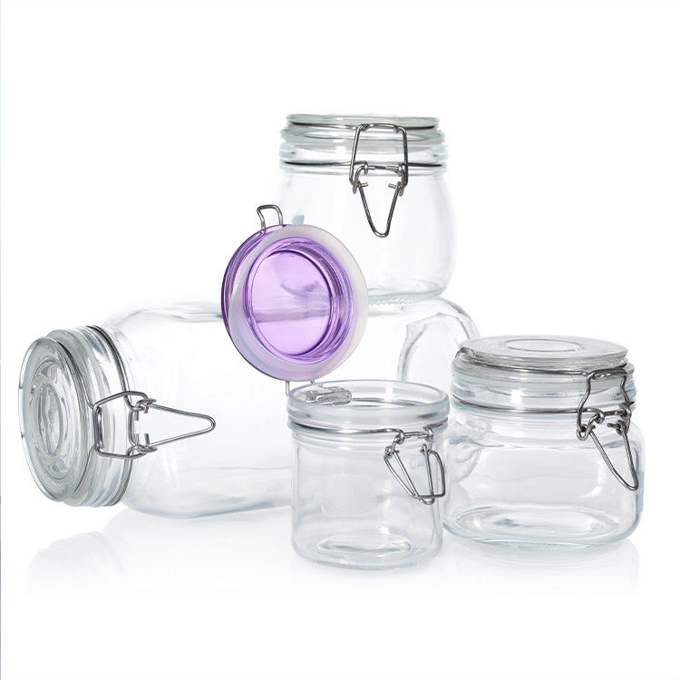 Stainless Steel Buckle Saftey Sealed Container Coffee Storage Large Wide Mouth Glass Jars