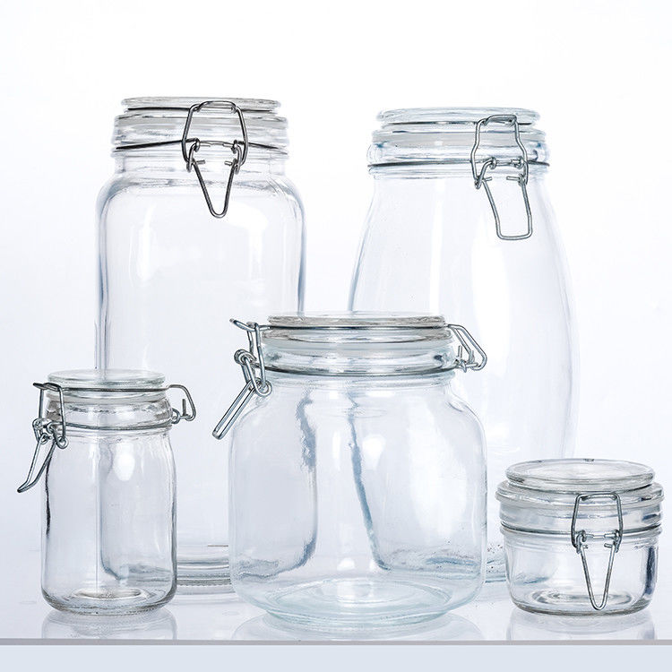 Stainless Steel Buckle Saftey Sealed Container Coffee Storage Large Wide Mouth Glass Jars