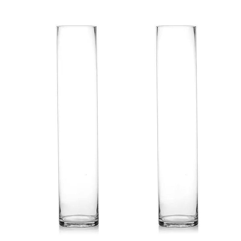 Hydroponic Cylinder Clear Glass Flower Vase For Hotel Decoration Wedding Ceremony