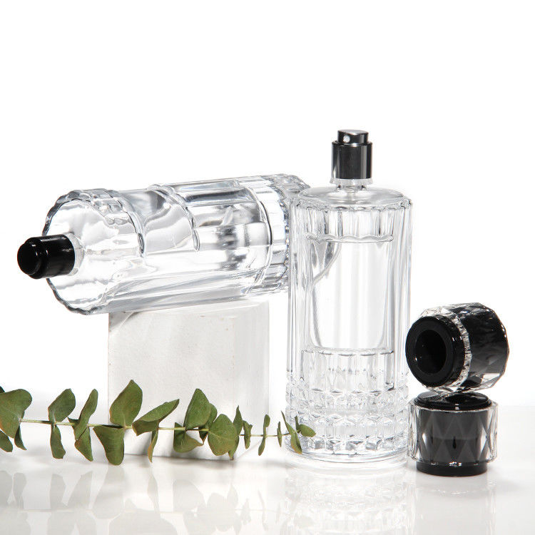 Custom Logo Elegance Carved Decor Empty 50ML Glass Bottle Luxury Perfume Bottle