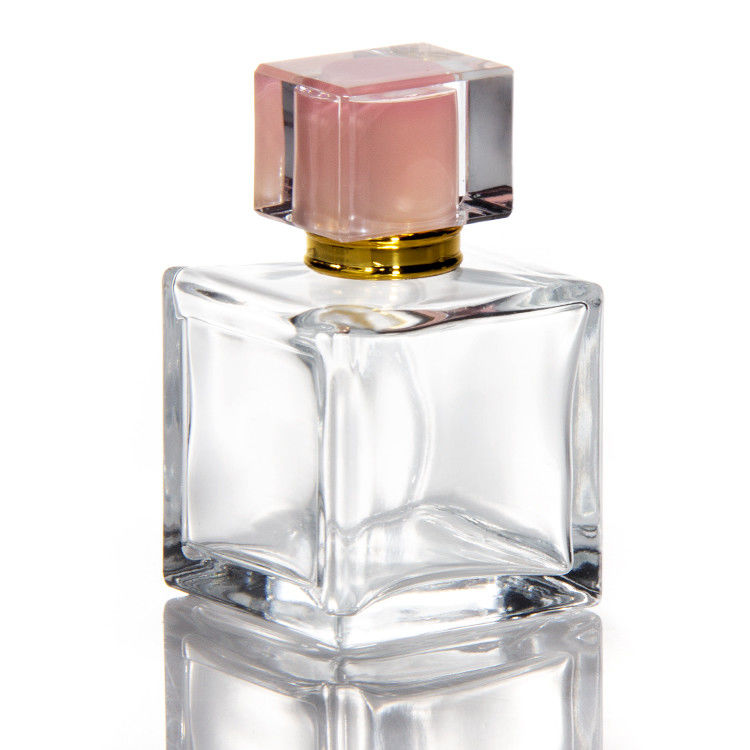 30 Ml 50ml 100ml Square Hexagon Perfume Bottles Crystal Cap With Pump Sprayer On Glass Bottle