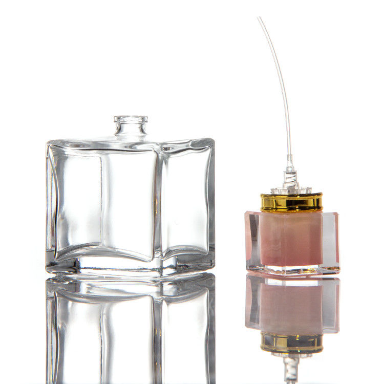 30 Ml 50ml 100ml Square Hexagon Perfume Bottles Crystal Cap With Pump Sprayer On Glass Bottle