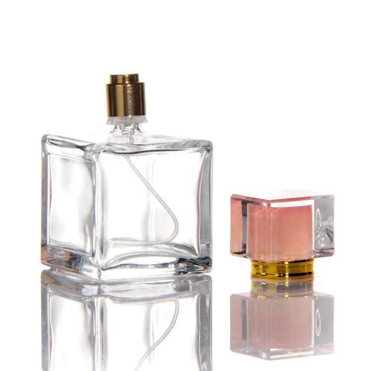 30 Ml 50ml 100ml Square Hexagon Perfume Bottles Crystal Cap With Pump Sprayer On Glass Bottle