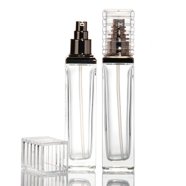 30ml 50ml 80ml 100ml Transparent Glass Pump Bottle For Serum Essential Oil Perfume Lotion