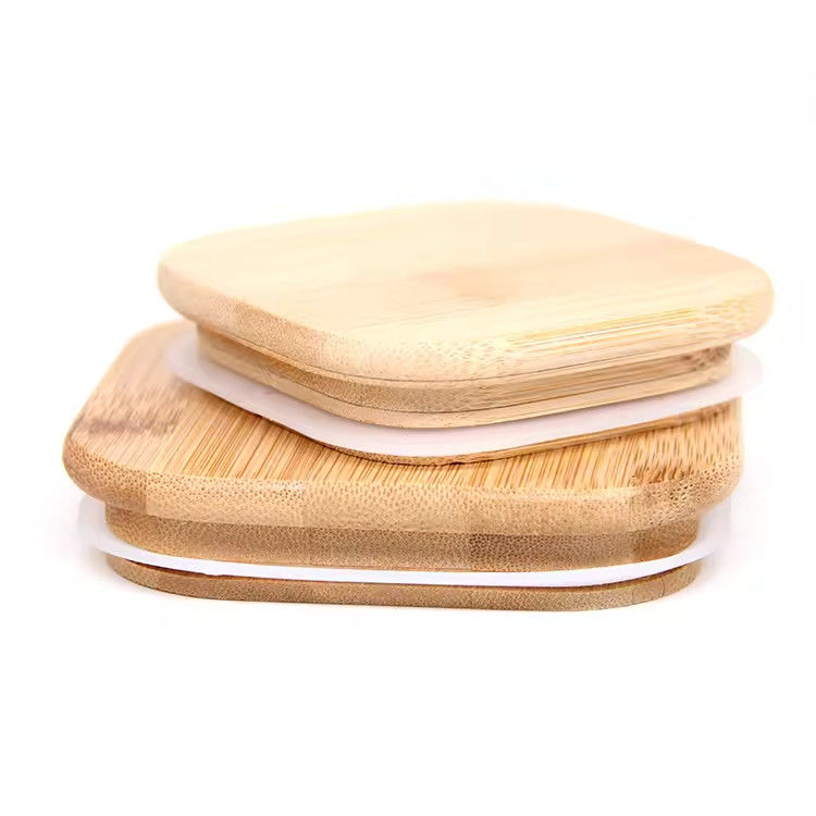 Factory Custom Logo Solid Wood Bottle Wooden Round Square Mug Cup Lid Bamboo Cover For Jar