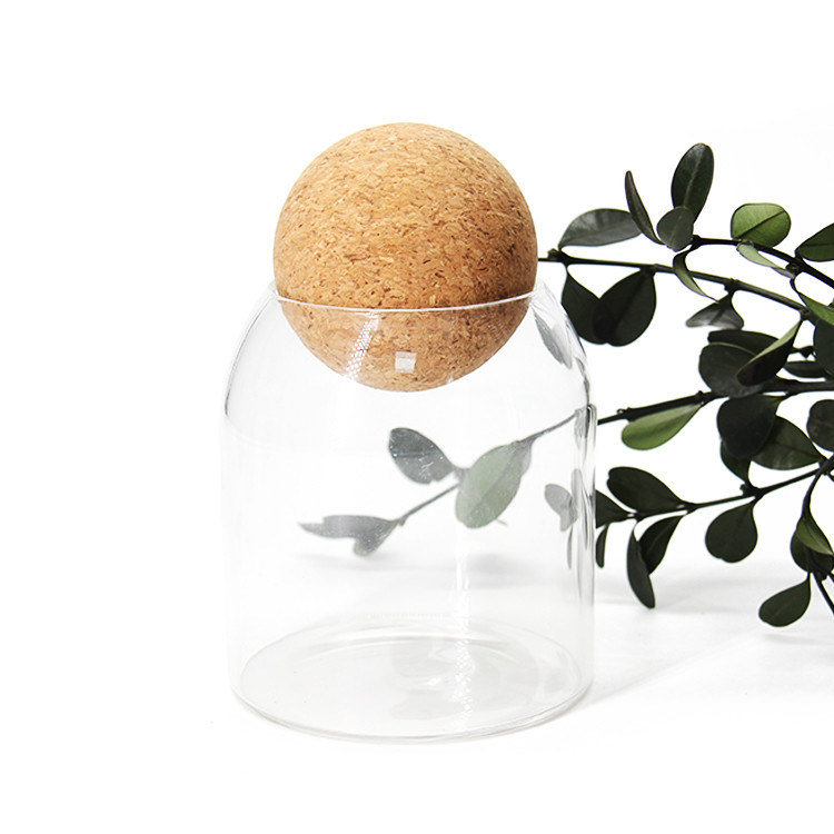 Personalized Custom 500Ml Air Tight High Borosilicate Seal Pot With Cork Lid