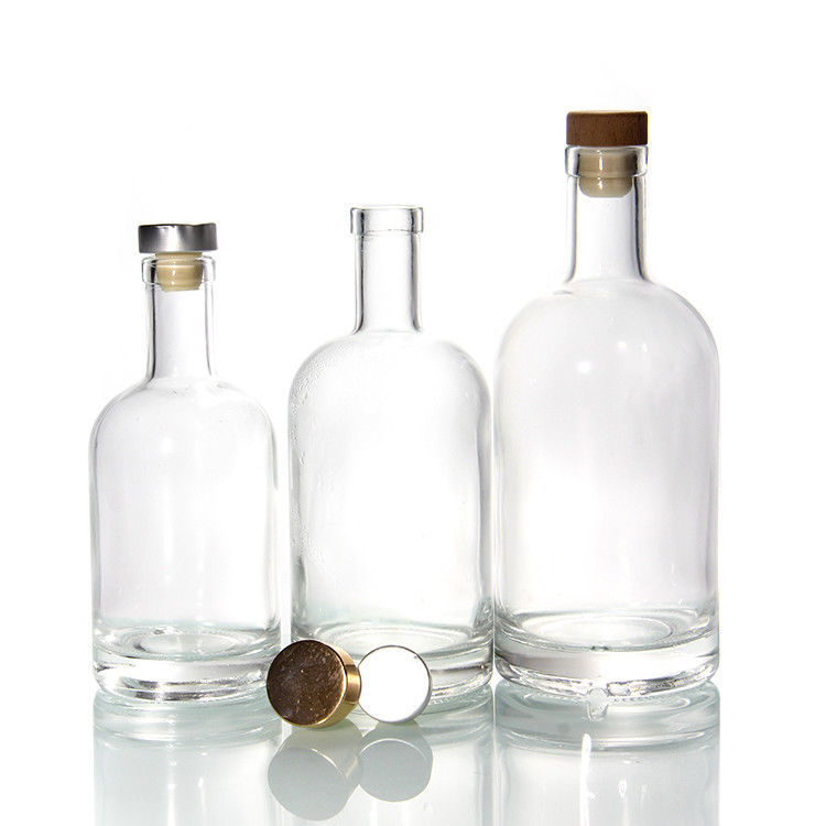 Clear Glass Bottles For Wine Beverages Drink With Cork Stopper Airtight Lid Bottles Supplier 500ml 750ml