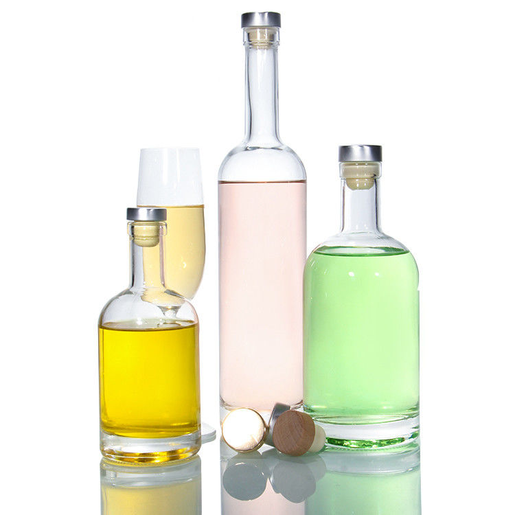 Clear Glass Bottles For Wine Beverages Drink With Cork Stopper Airtight Lid Bottles Supplier 500ml 750ml