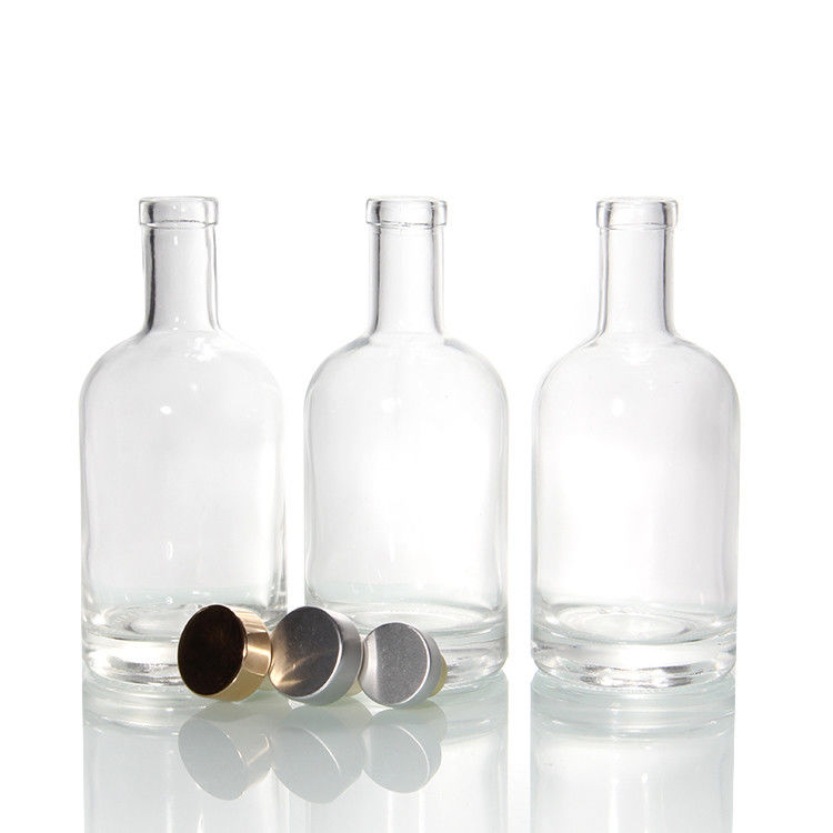 Heavy Base Vodka Bottles Brewing For 750ml Clear Bordeaux Glass Liquor Bottles