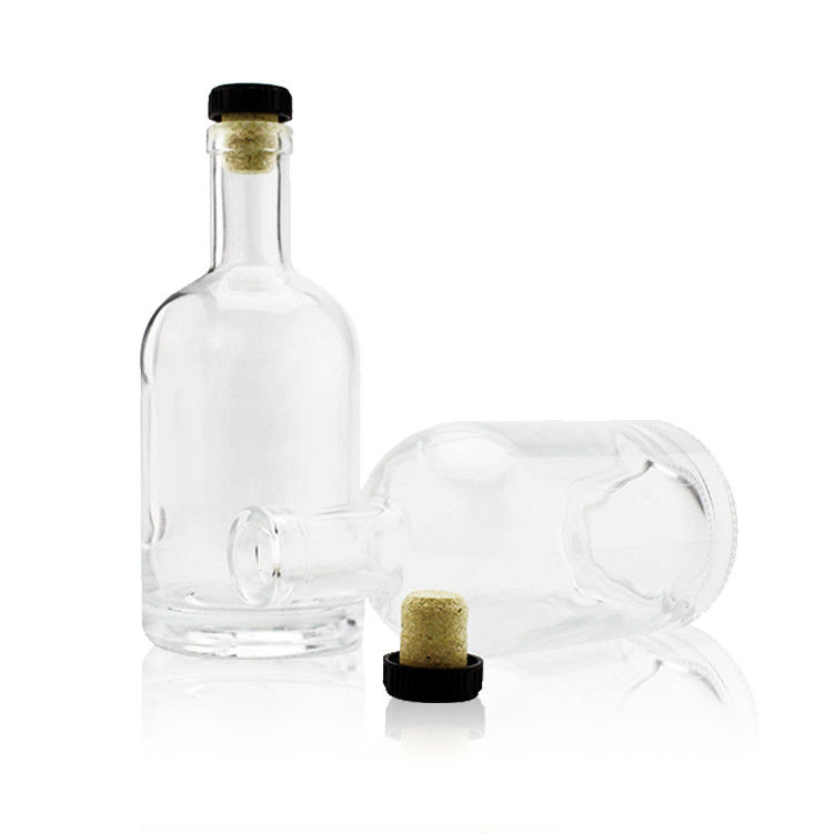 Heavy Base Vodka Bottles Brewing For 750ml Clear Bordeaux Glass Liquor Bottles