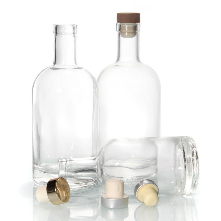 Heavy Base Vodka Bottles Brewing For 750ml Clear Bordeaux Glass Liquor Bottles