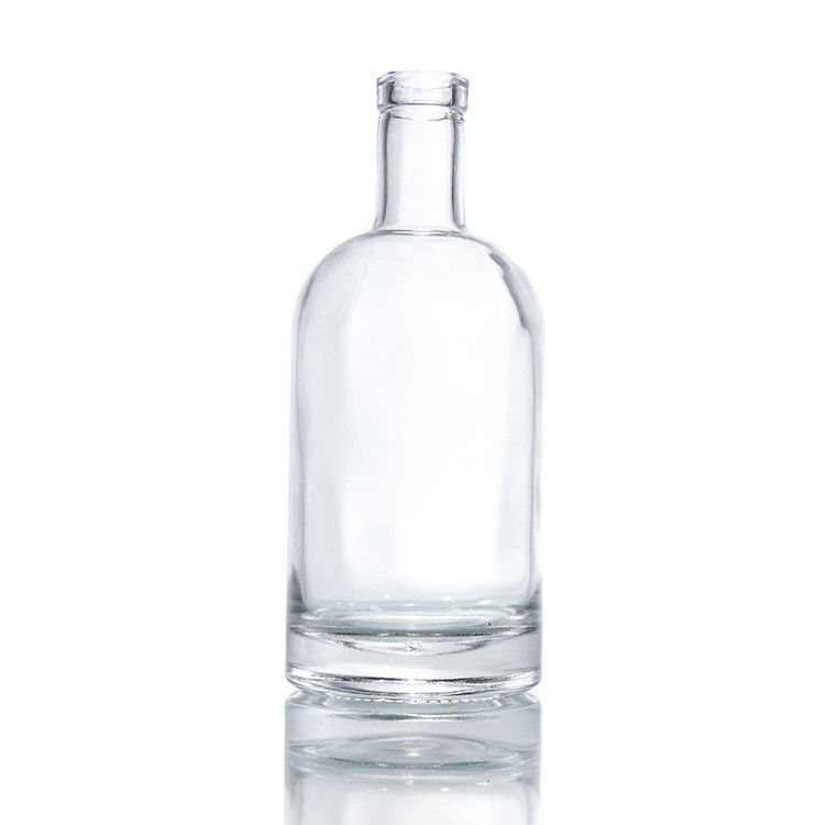In Stock 750ml Transparent Whiskey Spirit Glass Liquor Bottle With Cork