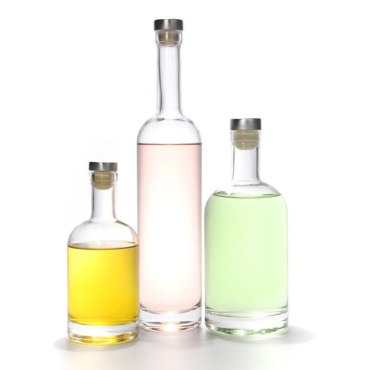 In Stock 750ml Transparent Whiskey Spirit Glass Liquor Bottle With Cork
