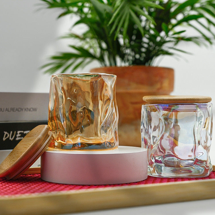 Custom Luxury Design Metal Lace Decal Decoration Candle Holder Rose Gold Scented Candle Jar Glass