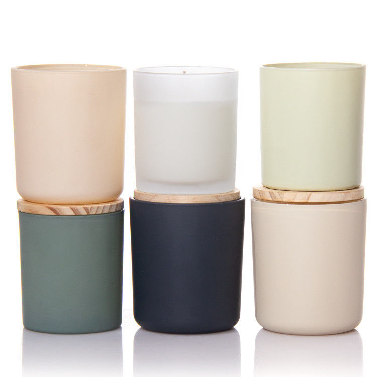 Luxury Custom 8oz 10oz 14oz Frosted Clear Matte White Black Colored Container Glass Candle Jar
