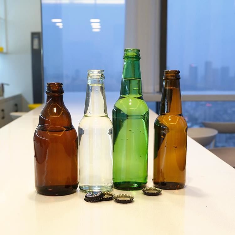 High Quality Green Amber Beer Glass Bottle Clear Hot Stamping Beverage for Beer