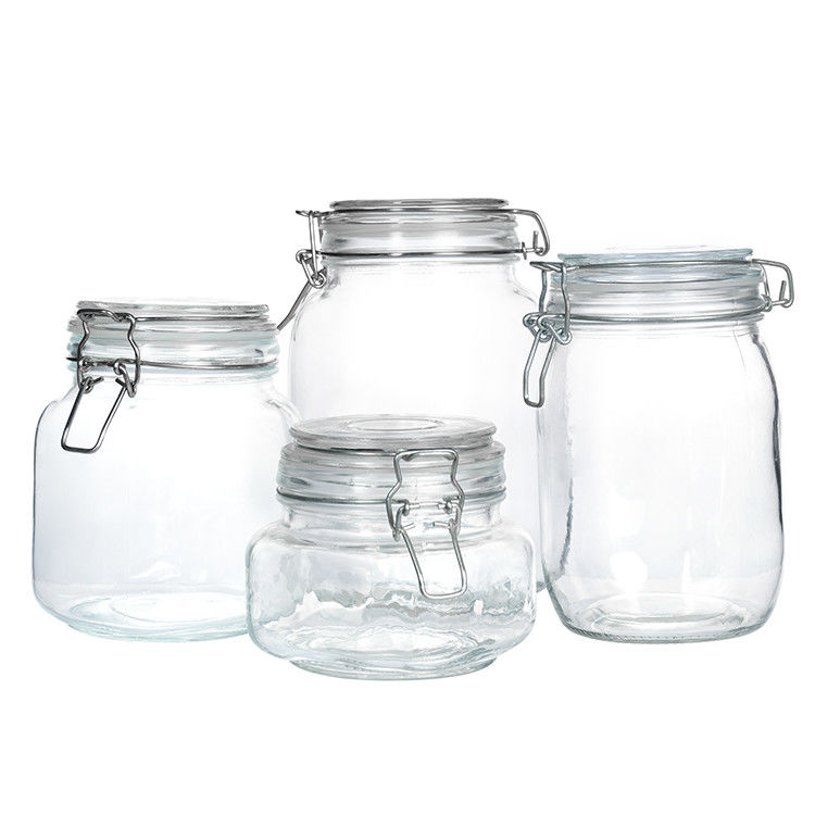 Clear Short Type 100ml 150ml 200ml Glass Pickle Butter Jar with Metal Buckle Clip Lid
