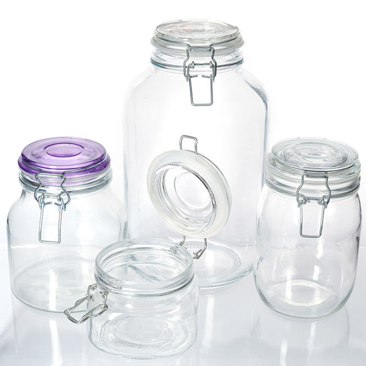 Wholesale Glassware Clear Spice Coffee Cookie Glass Jar Glass Food Storage Jar With Seal Glass Lid
