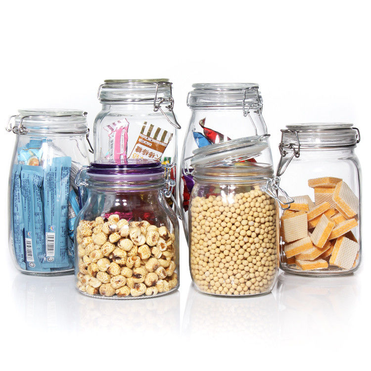 Wholesale Glassware Clear Spice Coffee Cookie Glass Jar Glass Food Storage Jar With Seal Glass Lid