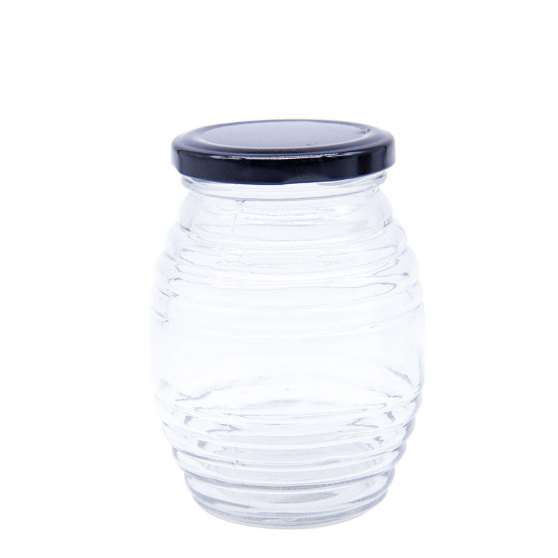 Custom Logo Full Size Clear Honey Wide Mouth Glass Food Jars With Lids