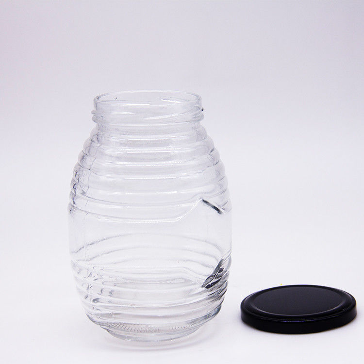 Custom Logo Full Size Clear Honey Wide Mouth Glass Food Jars With Lids
