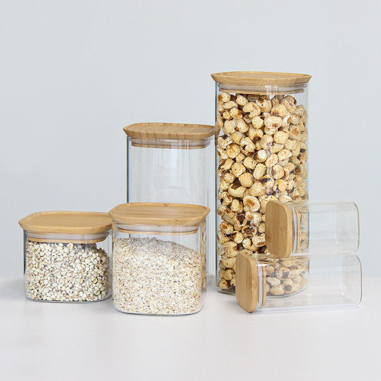 Custom  Square 370ml 500ml 730Ml Honey Storage Glass Food Jar Jar For Storage
