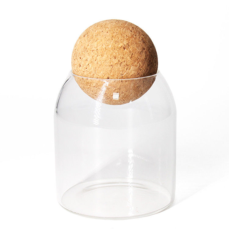 Clear Bamboo Glass Spice Jar Containers Set Glass Food Storage jars For Kitchen