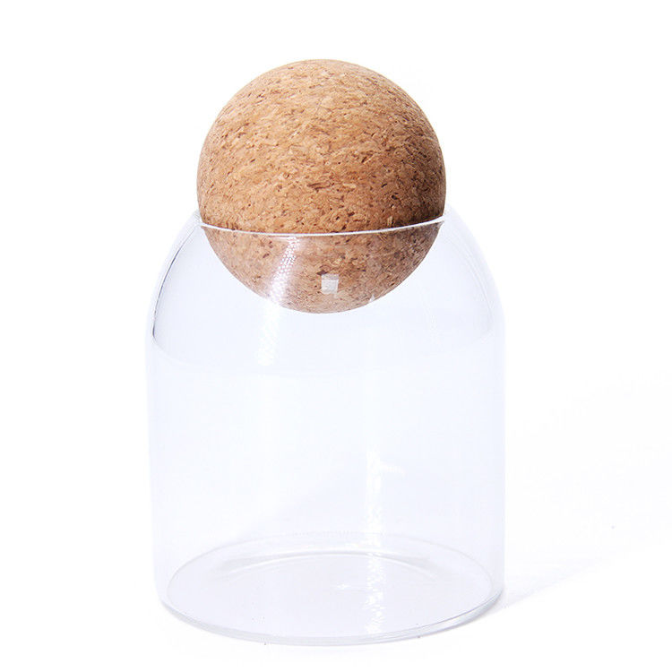Clear Bamboo Glass Spice Jar Containers Set Glass Food Storage jars For Kitchen